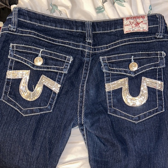 True Religion Dark Blue Flare Jeans - Picture 8 of 13